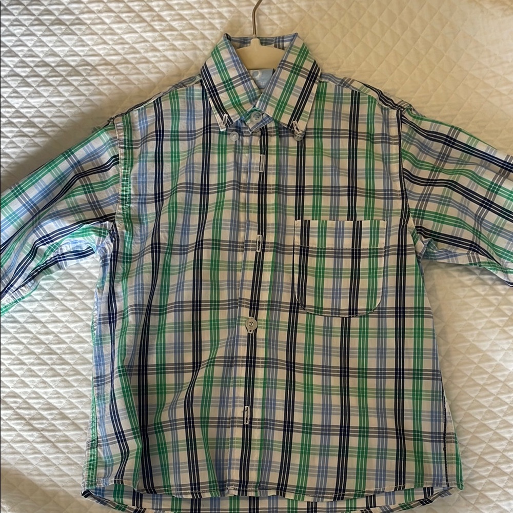 Boys Bella Bliss Blue and Green Plaid Shirt. Size 2T. Great condition.